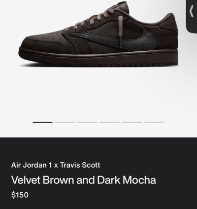 Jordan 1 Low Sp Travis Scott Velvet Brown