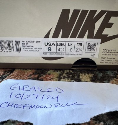 Jordan 1 Low Travis Scott Medium Olive Size 9