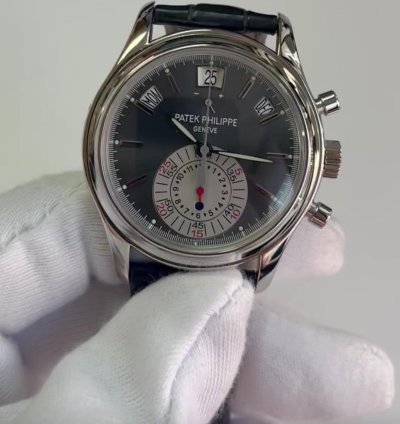 Patek Philippe Annual Calendar Chronograph 40mm Platinum - Grey Dial - Leather Strap 5960p-001
