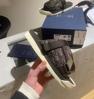 Bnwt Dior Alpha Slides Oblique Brown