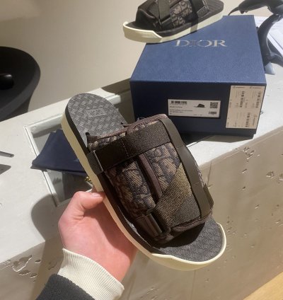 Bnwt Dior Alpha Slides Oblique Brown