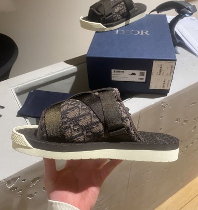 Bnwt Dior Alpha Slides Oblique Brown