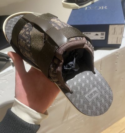 Bnwt Dior Alpha Slides Oblique Brown