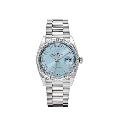 Rolex Day-date 128396tbr Platinum Ice Blue Dial Diamond Bezel 2024
