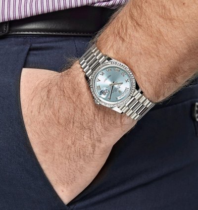Rolex Day-date 128396tbr Platinum Ice Blue Dial Diamond Bezel 2024