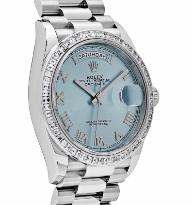 Rolex Day-date 128396tbr Platinum Ice Blue Dial Diamond Bezel 2024