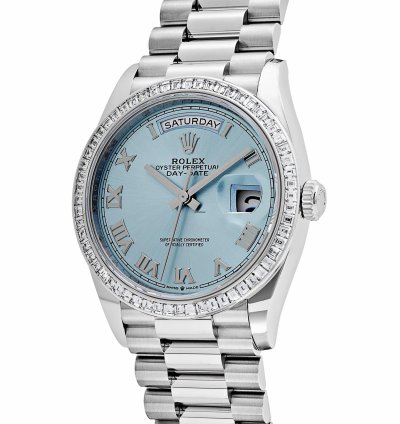 Rolex Day-date 128396tbr Platinum Ice Blue Dial Diamond Bezel 2024