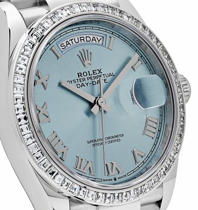 Rolex Day-date 128396tbr Platinum Ice Blue Dial Diamond Bezel 2024