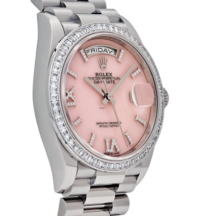Rolex Day-date 128396tbr Platinum Pink Opal Diamond Dial And Bezel 2023