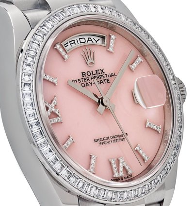 Rolex Day-date 128396tbr Platinum Pink Opal Diamond Dial And Bezel 2023