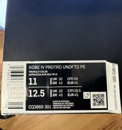 Kobe 4 Iv Undefeated Bucks Size 11