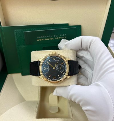 Rolex 1908 39mm Black Dial Leather Strap 52508