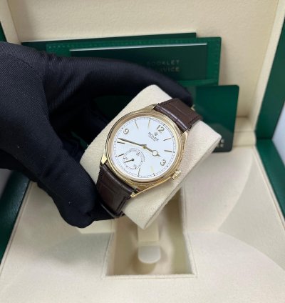 Rolex 1908 39mm White Dial Leather Strap 52508