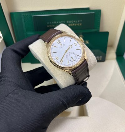 Rolex 1908 39mm White Dial Leather Strap 52508