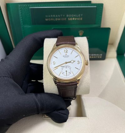 Rolex 1908 39mm White Dial Leather Strap 52508