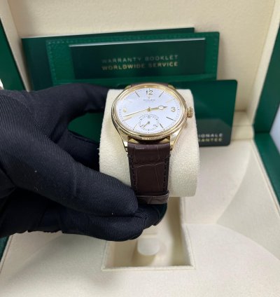 Rolex 1908 39mm White Dial Leather Strap 52508