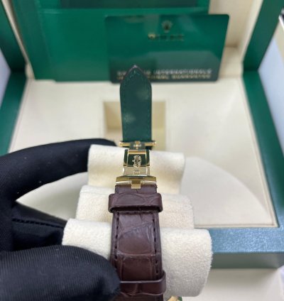 Rolex 1908 39mm White Dial Leather Strap 52508
