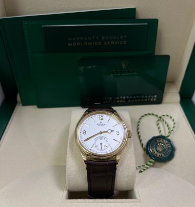 Rolex 1908 39mm White Dial Leather Strap 52508
