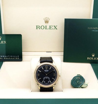 Rolex 1908 Gelbgold Schwarz Black 2024 Neu Full Set