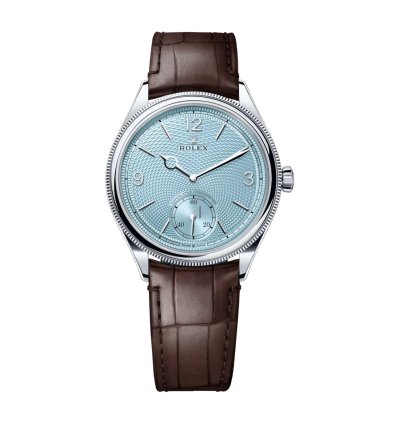 Rolex 1908 Ice Blue Dial 52506 Leather Strap Unworn Full Set
