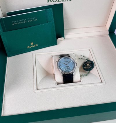 Rolex 1908 Ice Blue Dial Leather Strap 2024 1908 Ice Blue Dial Leather Strap 2024 Platinum 1908 Blue Dia