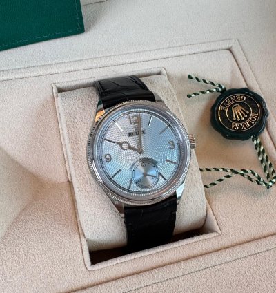Rolex 1908 Ice Blue Dial Leather Strap 2024 1908 Ice Blue Dial Leather Strap 2024 Platinum 1908 Blue Dia