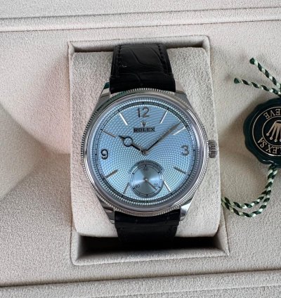 Rolex 1908 Ice Blue Dial Leather Strap 2024 1908 Ice Blue Dial Leather Strap 2024 Platinum 1908 Blue Dia
