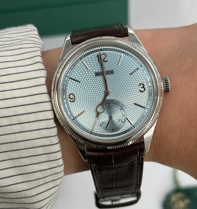 Rolex 1908 Ice Blue Dial Leather Strap M52506-0003 Ice Blue