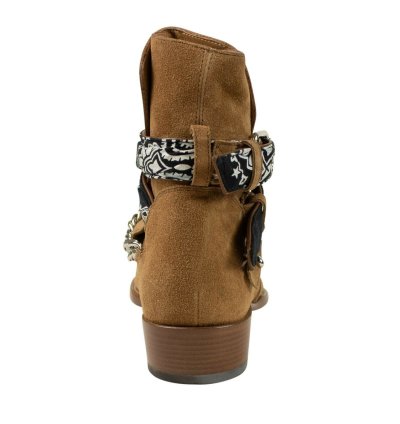 Brown Suede Bandana Buckle Ankle Boots Shoe Size 11 44