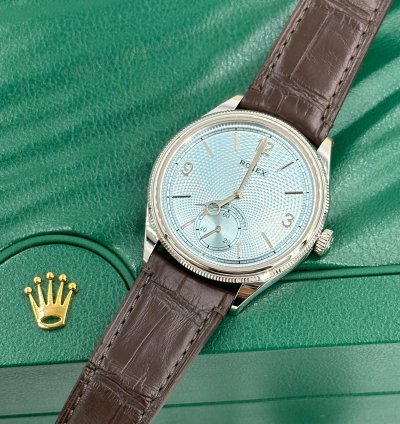 Rolex 1908 Ice Blue Dial Leather Strap M52506-0003 Ice Blue