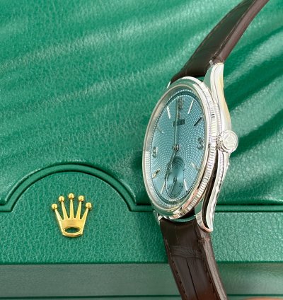 Rolex 1908 Ice Blue Dial Leather Strap M52506-0003 Ice Blue