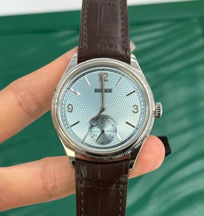 Rolex 1908 Ice Blue Dial Leather Strap M52506-0003 Ice Blue