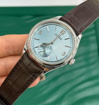 Rolex 1908 Ice Blue Dial Leather Strap M52506-0003 Ice Blue