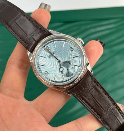 Rolex 1908 Ice Blue Dial Leather Strap M52506-0003 Ice Blue