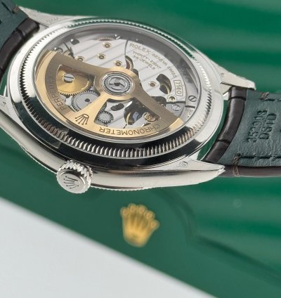 Rolex 1908 Ice Blue Dial Leather Strap Platinum