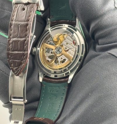 Rolex 1908 Ice Blue Dial Leather Strap Platinum