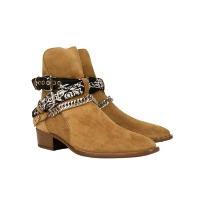 Brown Suede Bandana Buckle Boots Shoe Size 10 43