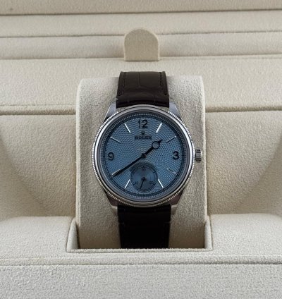 Rolex 1908 Ice Blue Dial Leather Strap Platinum