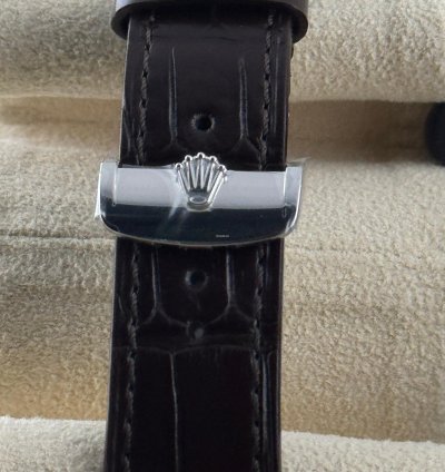 Rolex 1908 Ice Blue Dial Leather Strap Platinum