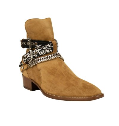 Brown Suede Bandana Buckle Boots Shoe Size 11 44