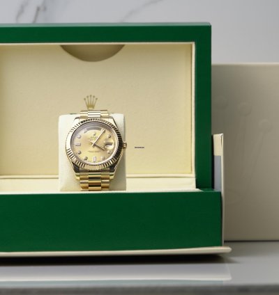 Rolex Day-date Ii 2015 Yellow Gold Day-date Ii Excellent Condition Complete Set 41mm Champagne Diamond Dial
