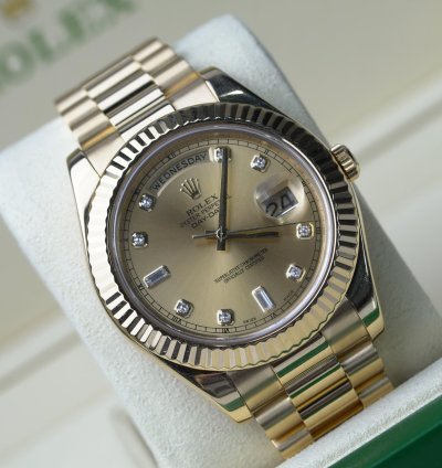 Rolex Day-date Ii 2015 Yellow Gold Day-date Ii Excellent Condition Complete Set 41mm Champagne Diamond Dial