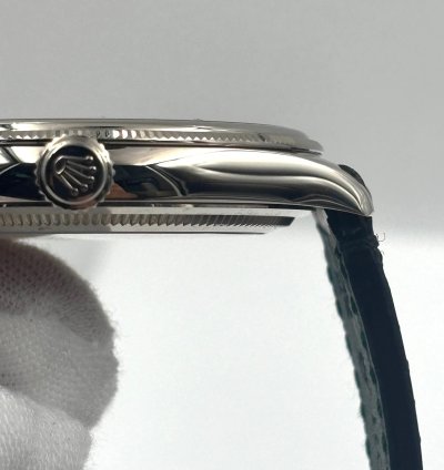 Rolex 1908 Unworn 1908 Black Dial White Gold Leather Strap 52509 Box Papers 2024