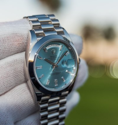 Rolex Day-date Ii 40mm - Ice Blue Dial - Smooth Bezel