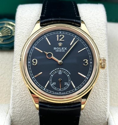 Rolex 1908 Unworn Perpetual 1908 39mm Black Dial Leather Strap New Release 52508 Box Papers 2024