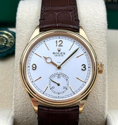 Rolex 1908 Unworn Perpetual 1908 39mm White Dial Leather Strap New Release 52508 Box Papers 2024