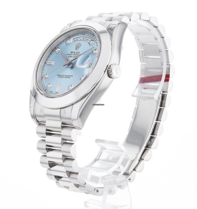 Rolex Day-date Ii 8p Diamond 2p Baguette Diamond 218206a Ice Blue Random Number Unused Mens