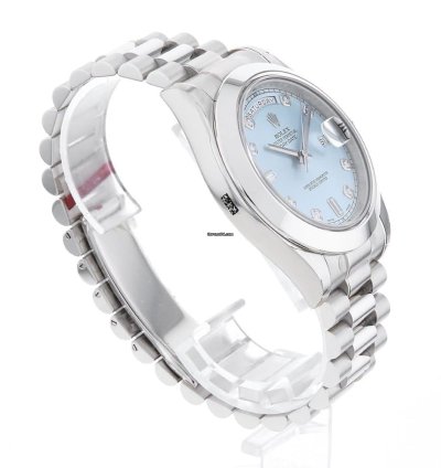 Rolex Day-date Ii 8p Diamond 2p Baguette Diamond 218206a Ice Blue Random Number Unused Mens
