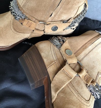 Chain Tan Suede Western Boots