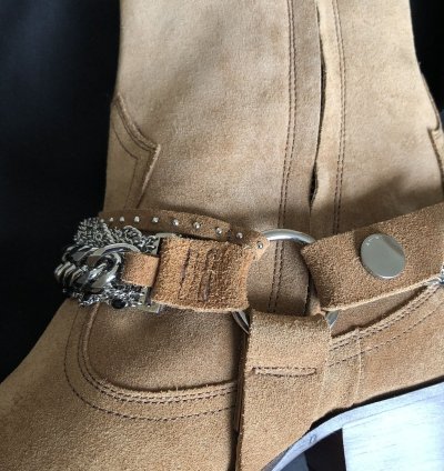 Chain Tan Suede Western Boots